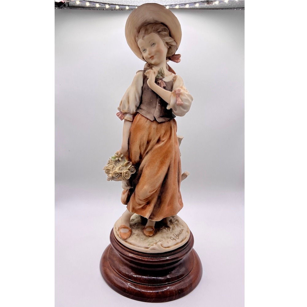 Giuseppe Armani Figurine 12in Type "P" Finish 1982 Florence Girl Flowers